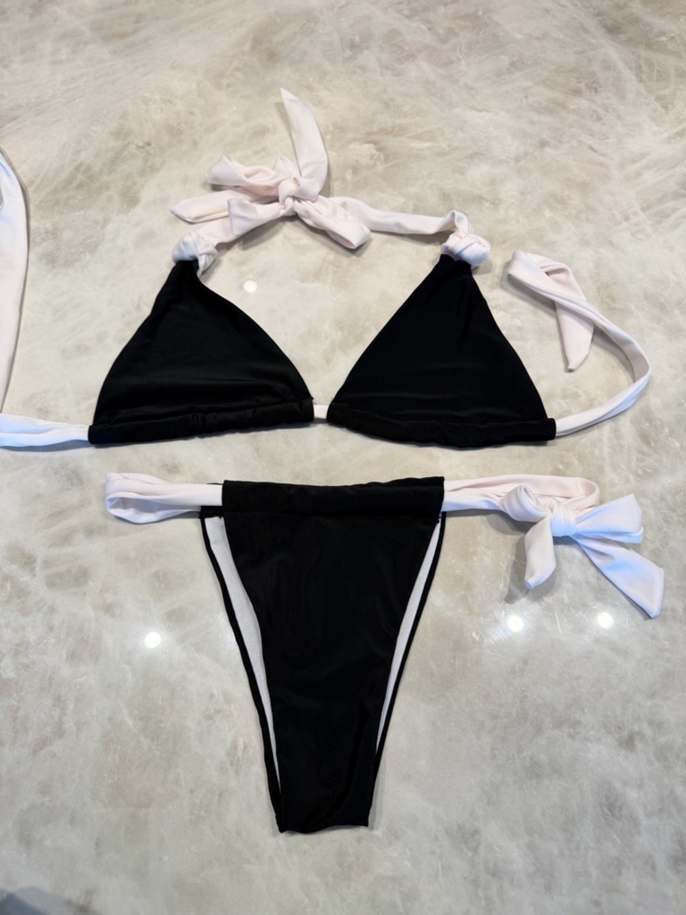 Classic Black Bikini with White Ties